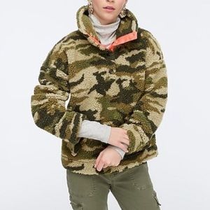 J. Crew Vintage Sherpa Fleece Camouflage Teddy Pullover Women’s Size S